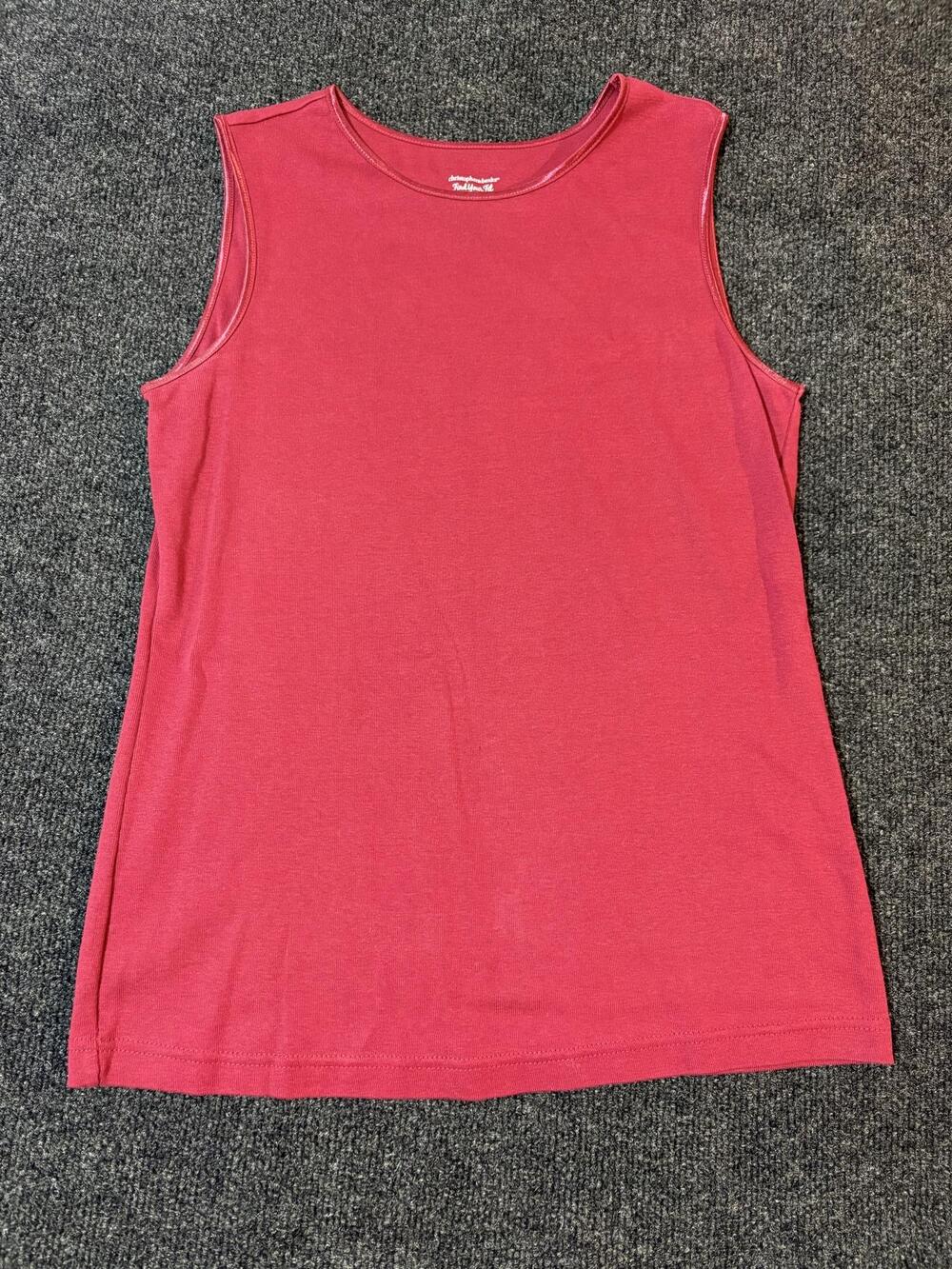 Christopher & Banks Tank Top Womens L Red 100% Cotton Scoop Neck Casual